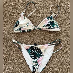 LA hearts floral palm matching bikini set